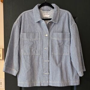 Frank & Oak Blue Railroad Striped Utility Jacket
